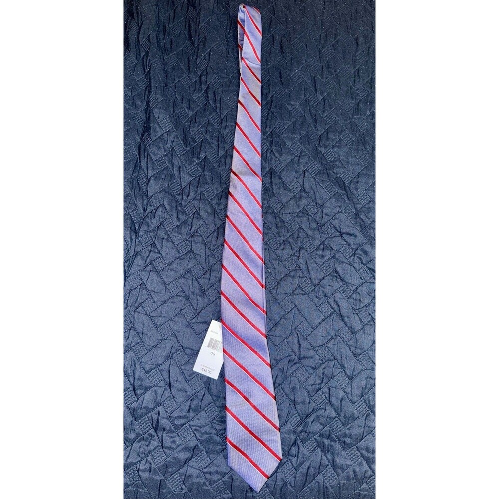 PERRY ELLIS PORTFOLIO Mens Silk Stripe Tie Red And Blue Designer Dress Necktie